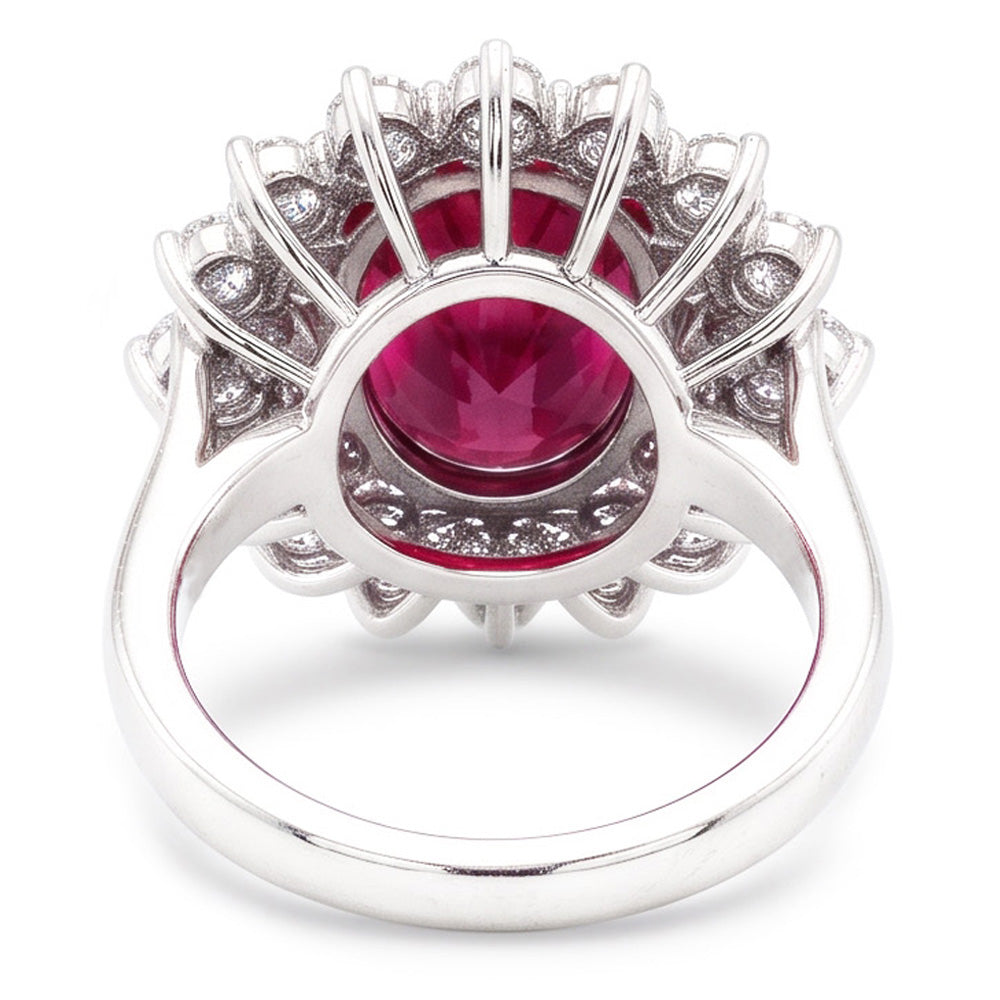 Red Tourmaline And Natural Earth Mined Diamond ( Not Lab Grown )s 6.5 Ct Engagement Ring 14K Gold