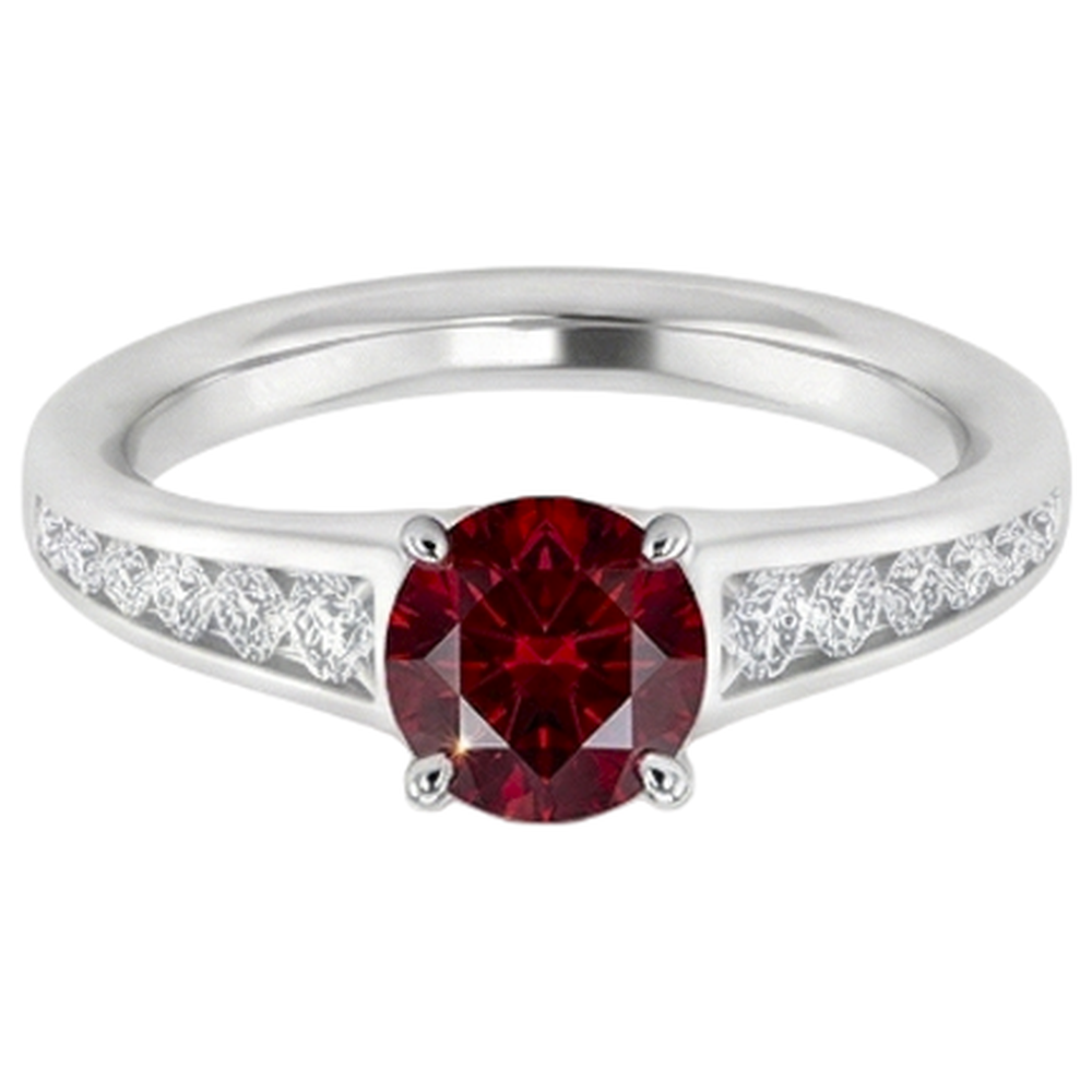 Ring 1.10 Carats Burma Ruby Natural Earth Mined Diamond ( Not Lab Grown ) Accented White Gold 14K Jewelry