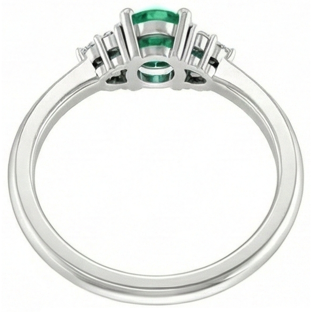 Ring 1 Carat Columbian Green Emerald Natural Earth Mined Diamond ( Not Lab Grown ) Accented Women Jewelry