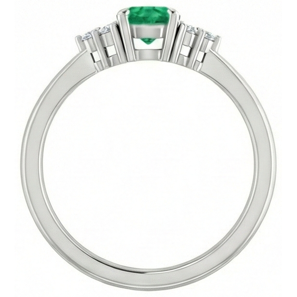 Ring 1 Carat Columbian Green Emerald Natural Earth Mined Diamond ( Not Lab Grown ) Accented Women Jewelry