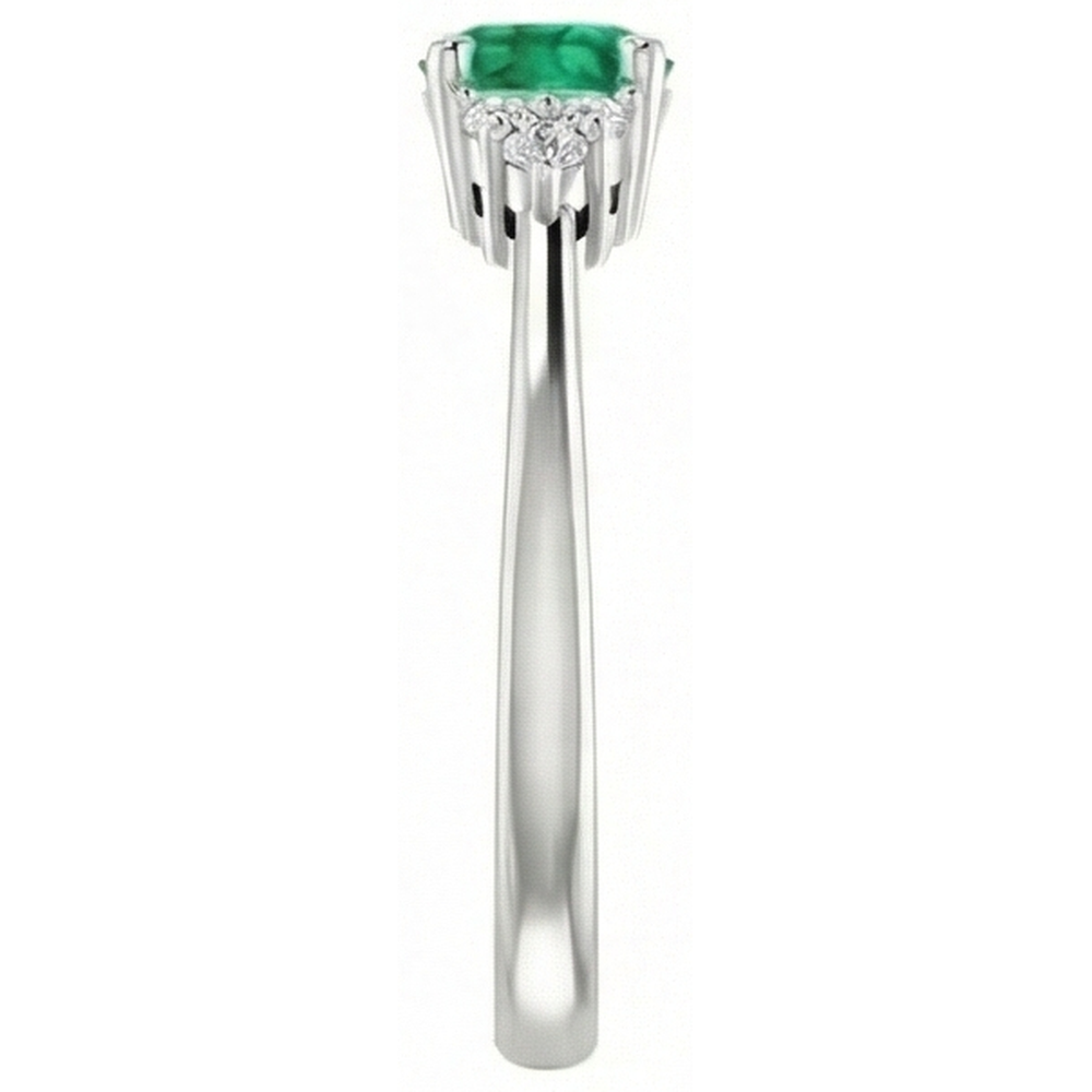 Ring 1 Carat Columbian Green Emerald Natural Earth Mined Diamond ( Not Lab Grown ) Accented Women Jewelry