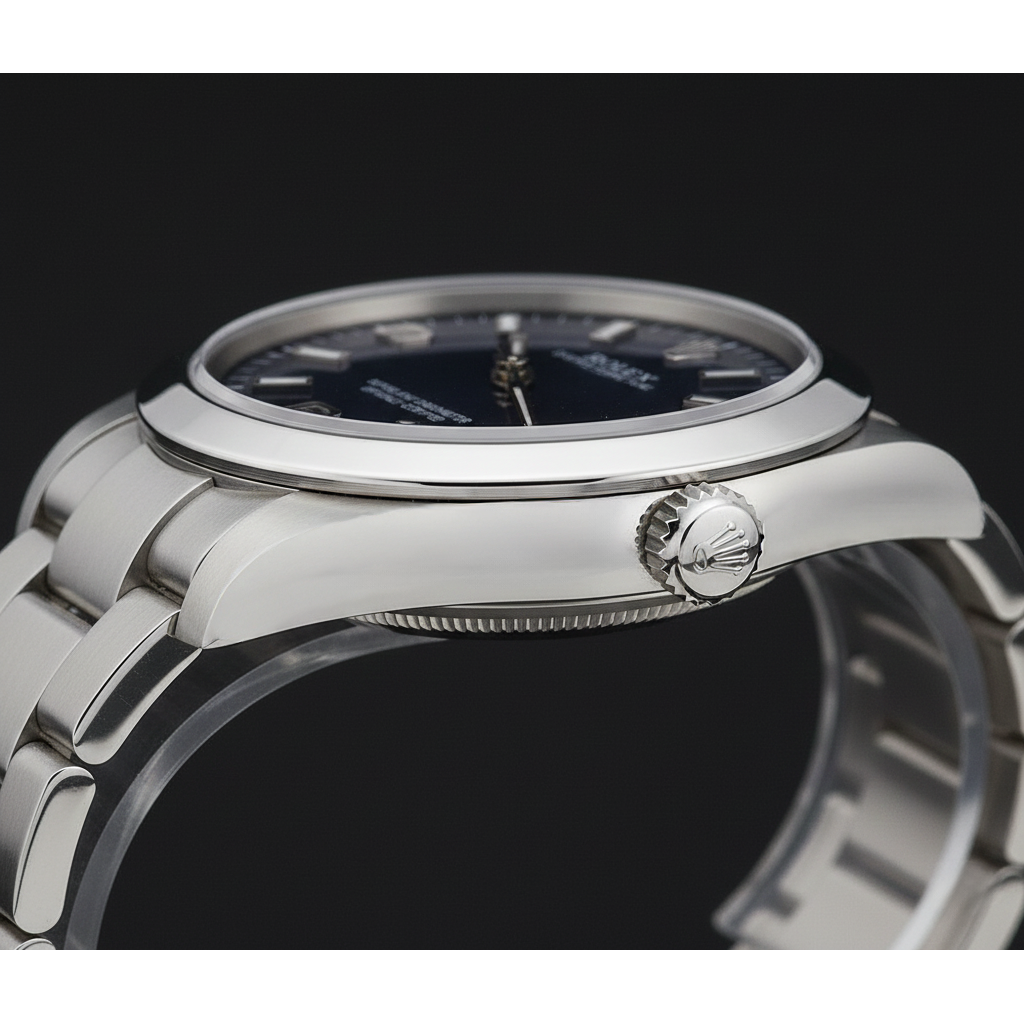 Rolex 31mm Stainless Steel Blue Arabic Dial Watch