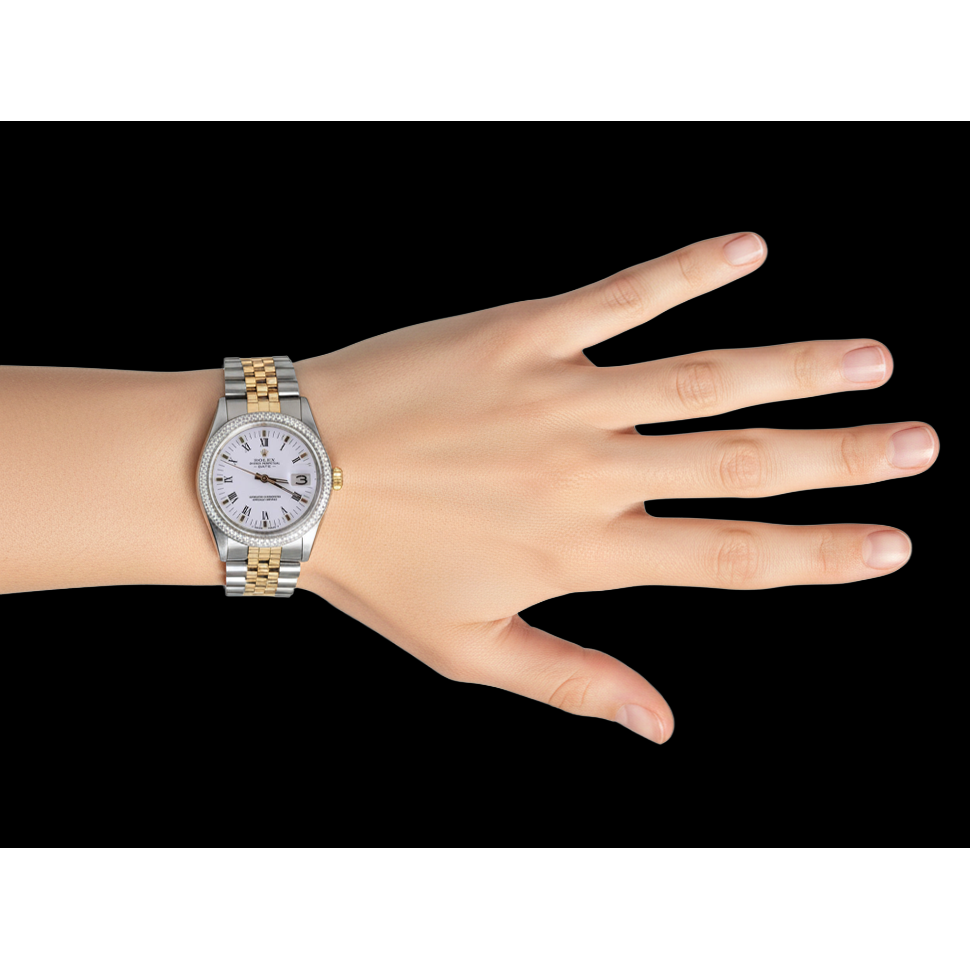 Rolex Date Mens Watch Two Tone Jubilee Bracelet Diamond Bezel
