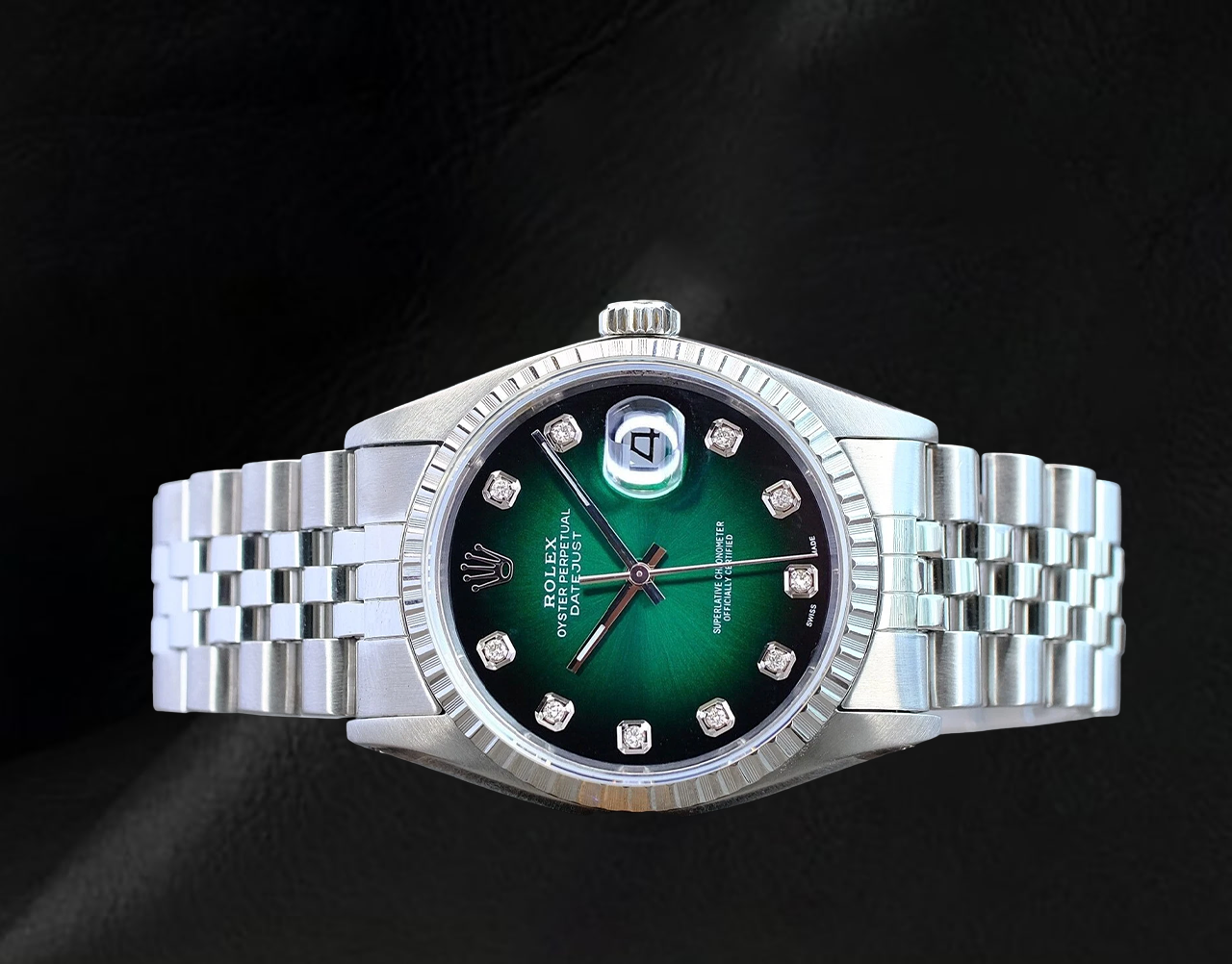 Rolex Datejust 36 mm Green Diamond Dial Stainless Steel Watch