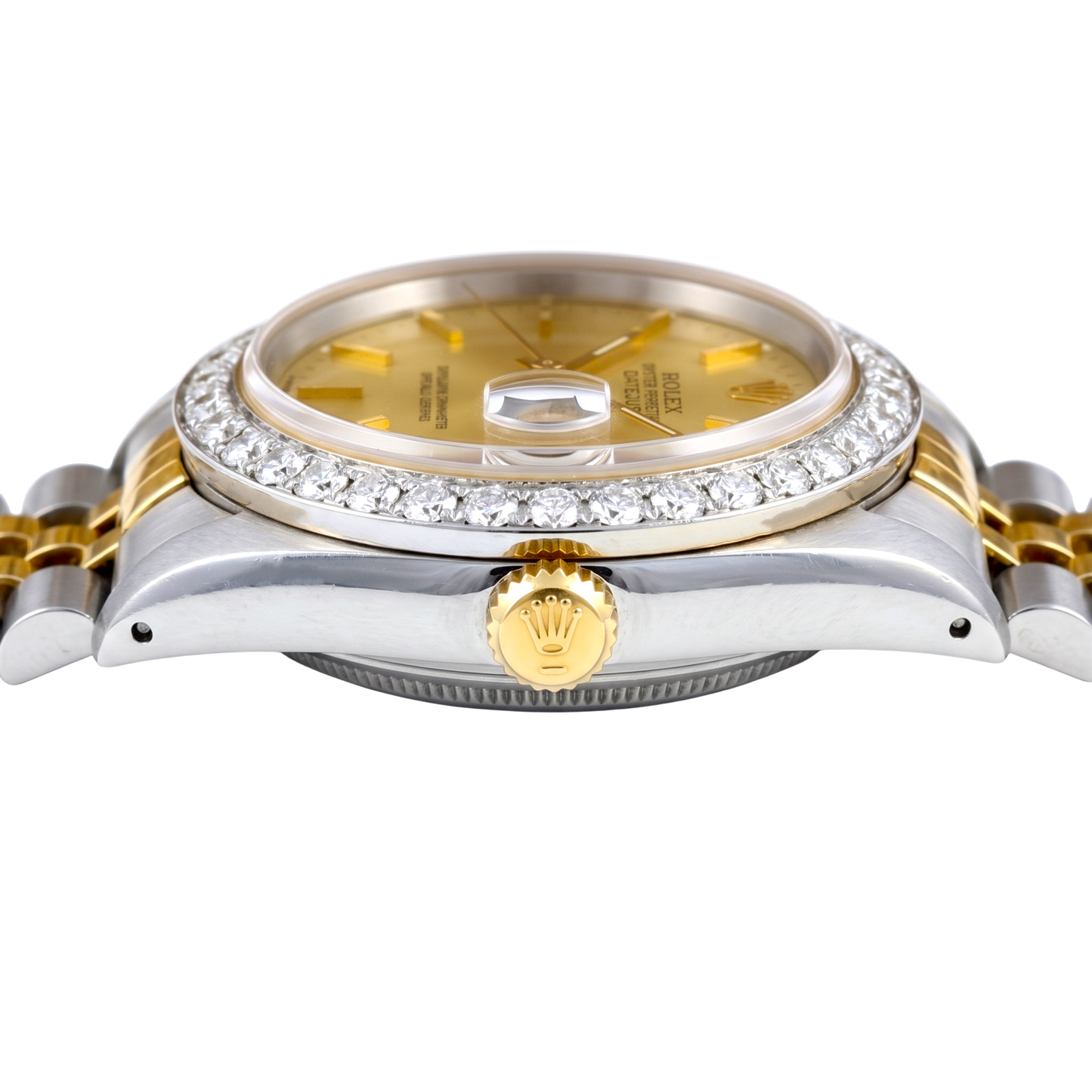 Rolex Datejust Gents Watch Diamond Bezel Gold And Ss Bracelet QUICK SET