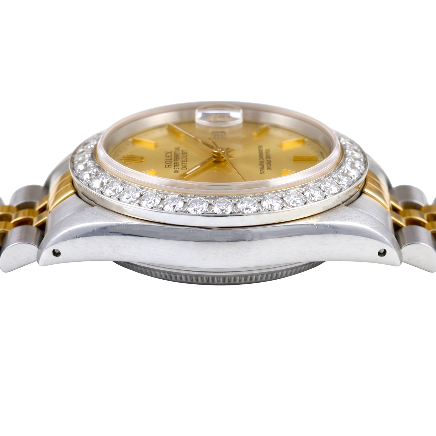 Rolex Datejust Gents Watch Diamond Bezel Gold And Ss Bracelet QUICK SET