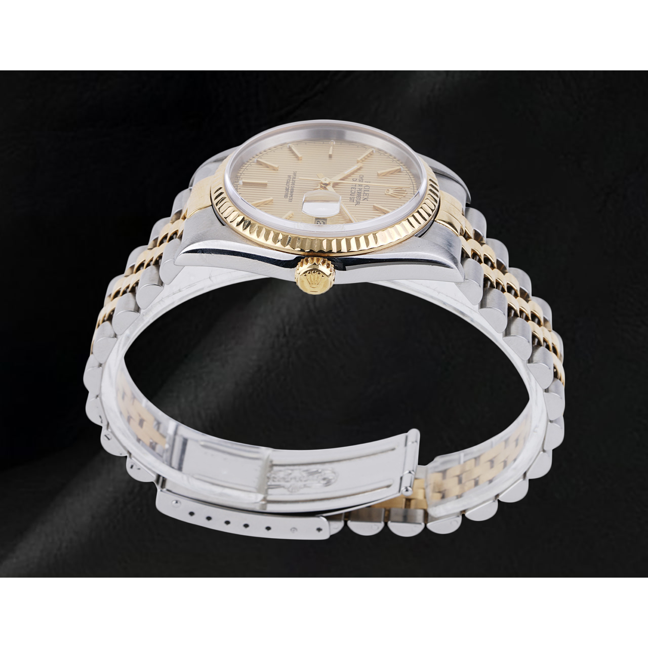 Rolex Men's Watch Ivory Stick Dial Datejust Two Tone Gold And Ss QUICK SET