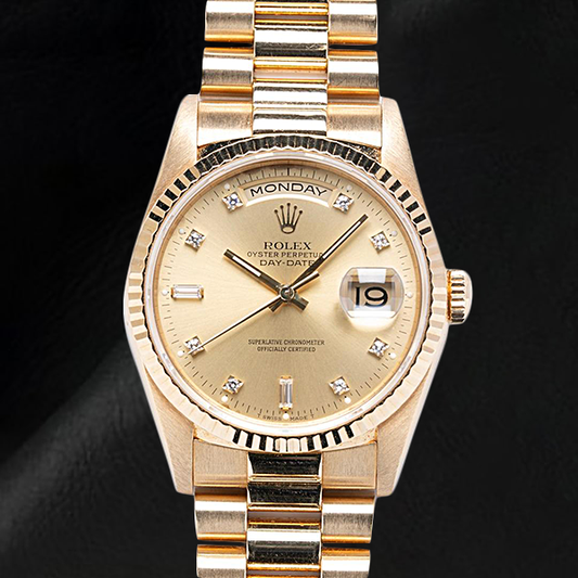 Rolex Day-Date 36mm Champagne Diamond Dial Yellow Gold Watch