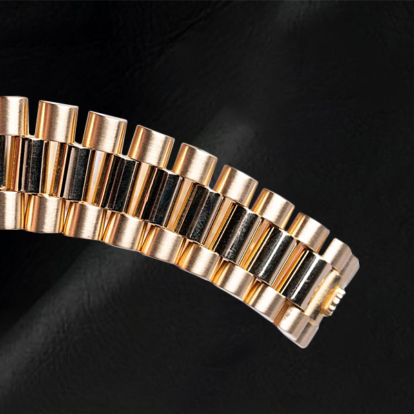 Natural Rolex Day-Date 36mm Champagne Stick Dial Yellow Gold Watch