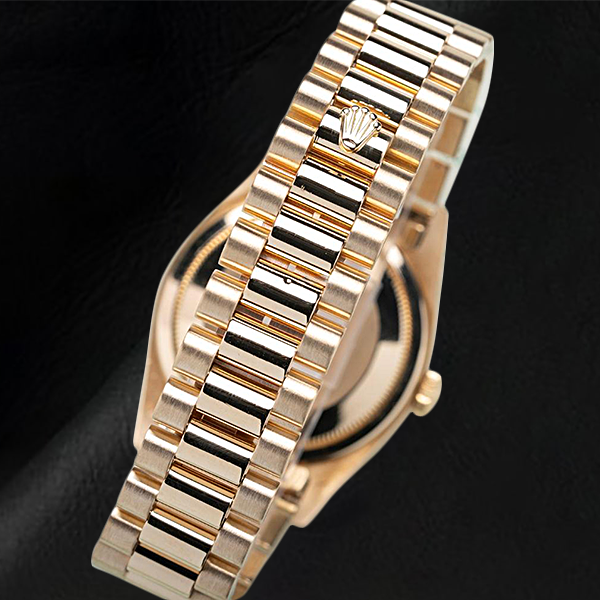 Natural Rolex Day-Date 36mm Champagne Stick Dial Yellow Gold Watch