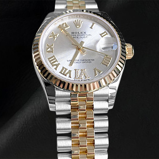 Rolex Sterling Silver Two Tone Gold with Precious Stone – main view