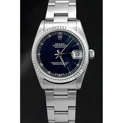 Rolex 31mm 68274 Date-just Stainless Steel Blue Stick Dial Watch