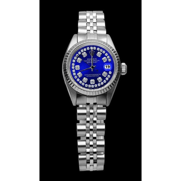 Blue Double Row Diamond Dial Ss