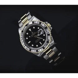 Rolex Custom Baguette Gmt Master Ii Gents Watch Yellow Gold & Ss