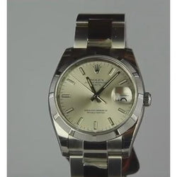 Rolex Date 34 Mm Watch Stick Dial Oyster Bracelet Stainless Steel