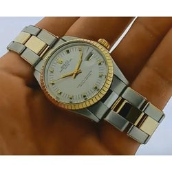 Rolex Date 34 Mm Watch White Dial Yellow Gold & Ss Oyster Bracelet