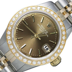 Rolex Date Champagne Stick Dial Diamond Bezel  Watch Ss &  Jubilee