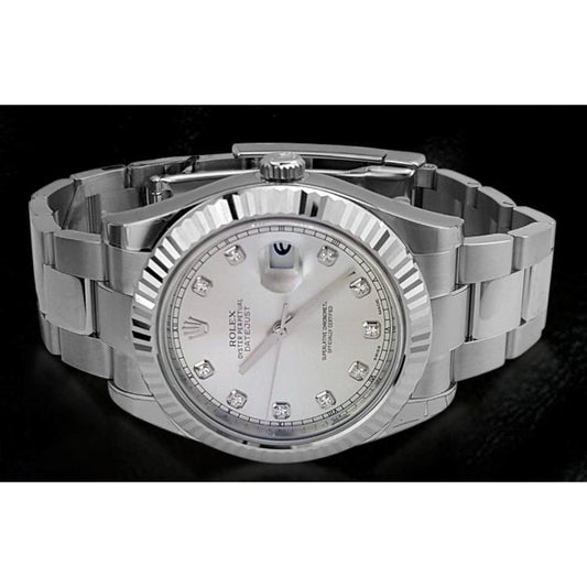 Rolex Date Just 2 Men 41 Mm Watch Diamond Dial Stainless Steel Band