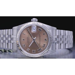 Rolex Date Just 36 Mm Men's Watch Fluted Bezel Salmon Roman Dial QUICK SET