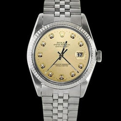 Rolex Date Just Gents Diamond Dial Fluted Bezel Jubilee Ss QUICK SET