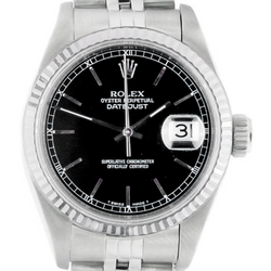 Rolex Datejust Men's 36mm Watch Black Stick Dial