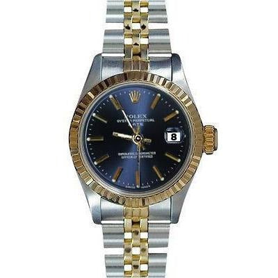 Watch Ss & Gold Jubilee Bracelet Blue Stick