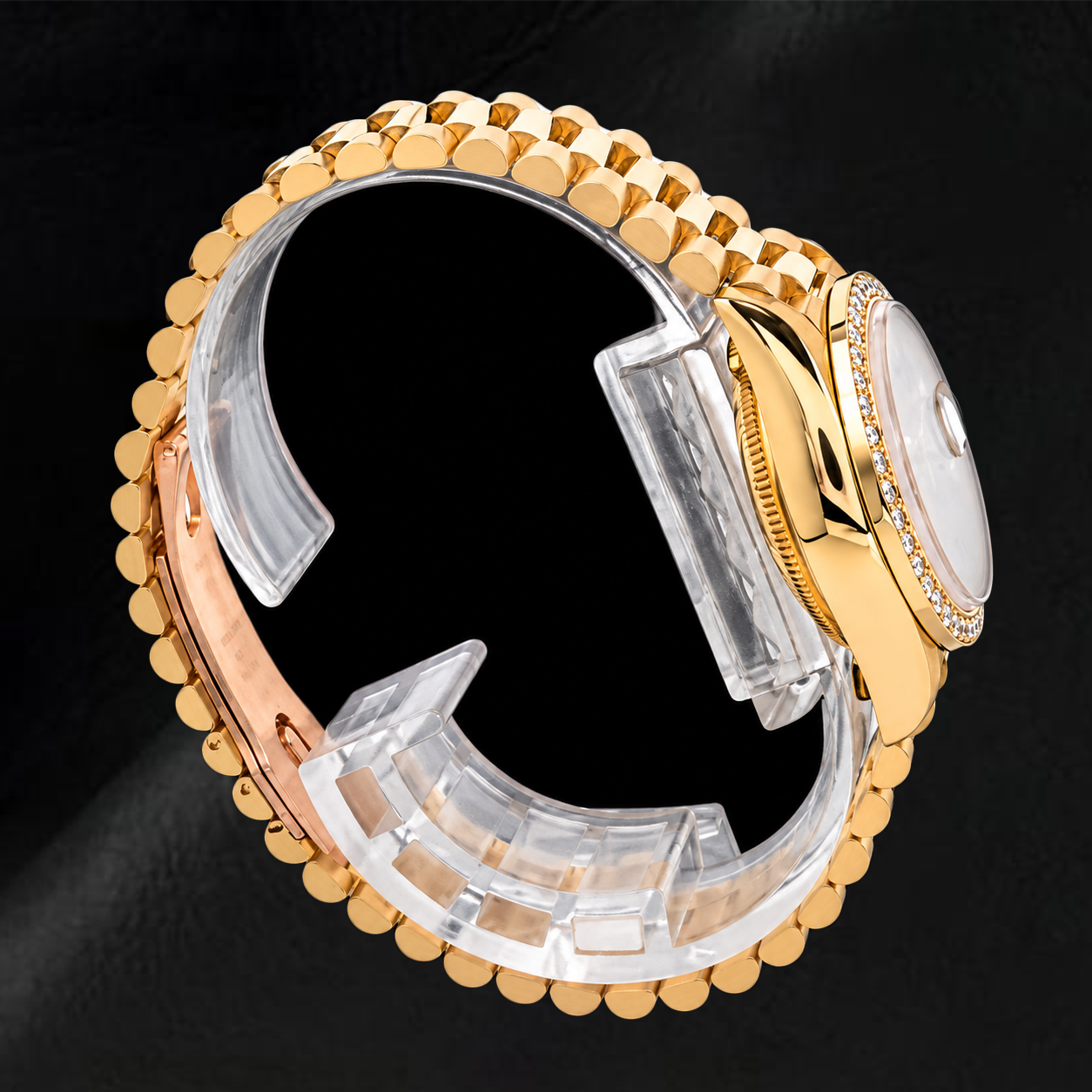Rolex Datejust 26MM 69178 Black Factory Diamond Dial Diamond Bezel Yellow Gold