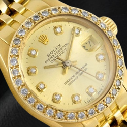 Rolex Datejust 26 mm Champagne Diamond Dial President Watch Yellow Gold