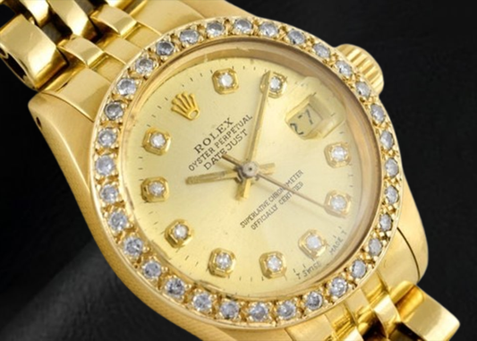 Rolex Datejust 26 mm Champagne Diamond Dial President Watch Yellow Gold