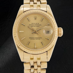 Rolex Datejust 26 mm Champagne Stick Dial Yellow Gold Ladies Watch