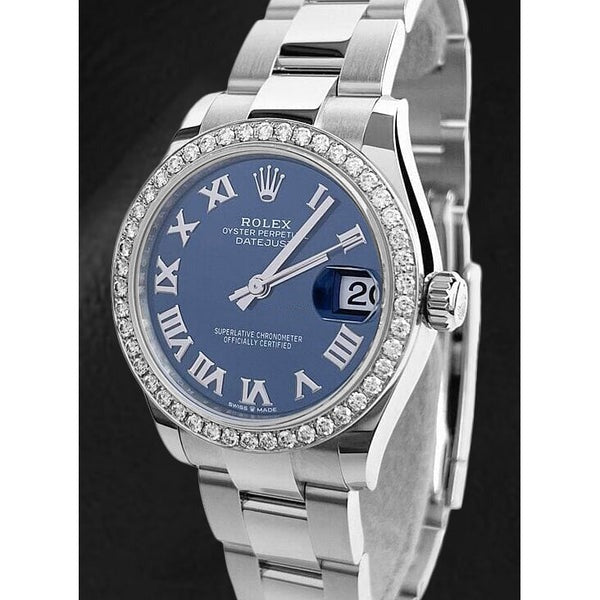 Rolex Datejust 31 Blue Roman Oyster Stainless Steel Ladies Watch