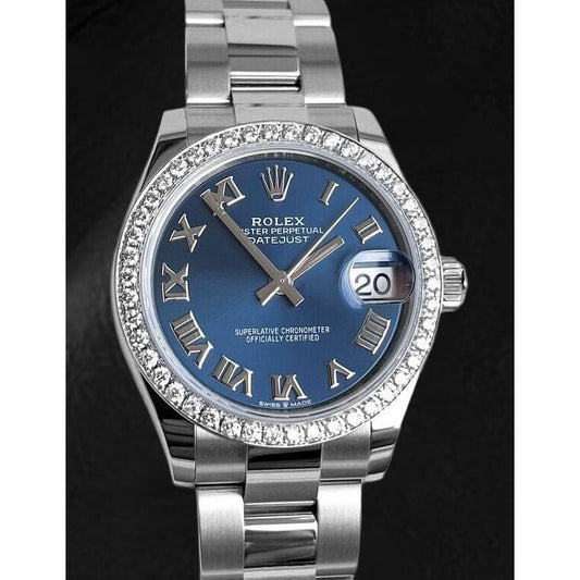 Rolex Datejust 31 Blue Roman Oyster Stainless Steel Ladies Watch