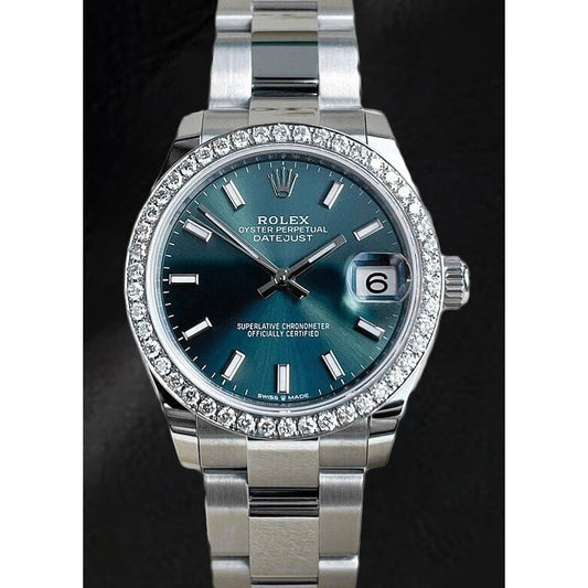 Rolex Datejust 31 Diamond Mint Green Stainless Steel Women's Watch