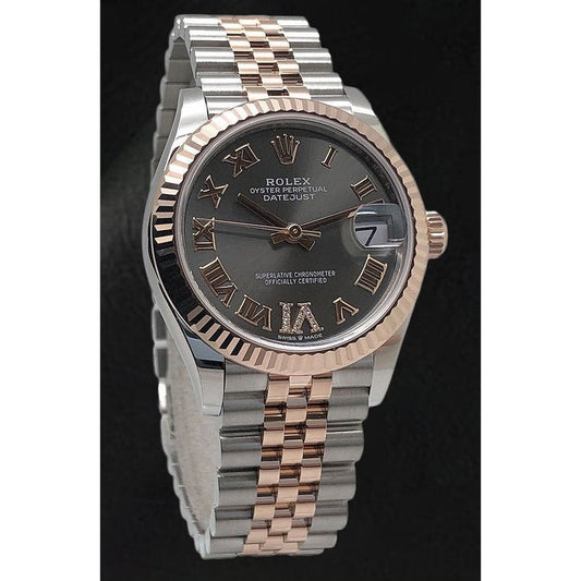 Rolex Datejust 31 Grey Roman Jubilee Stainless Steel 18K Rose Gold Women's Watch