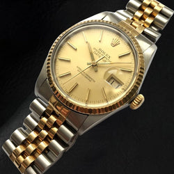 Rolex Datejust 36 mm Champagne Stick Dial Two Tone Men's Watch