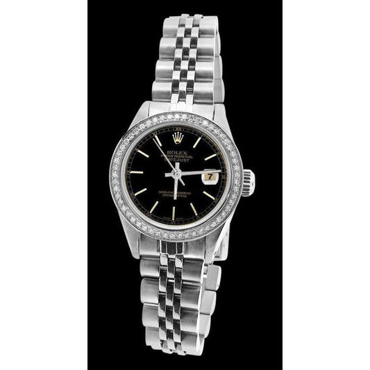 Black Stick Dial Lady Watch Ss