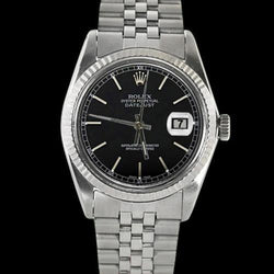 Rolex Datejust Black Stick Dial Men Watch Ss Jubilee Bracelet Bez QUICK SET