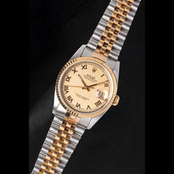 Rolex Datejust Champagne Roman Dial 36 mm Two Tone Watch