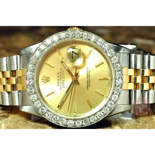 Gents Watch Diamond Bezel Gold And Ss Bracelet