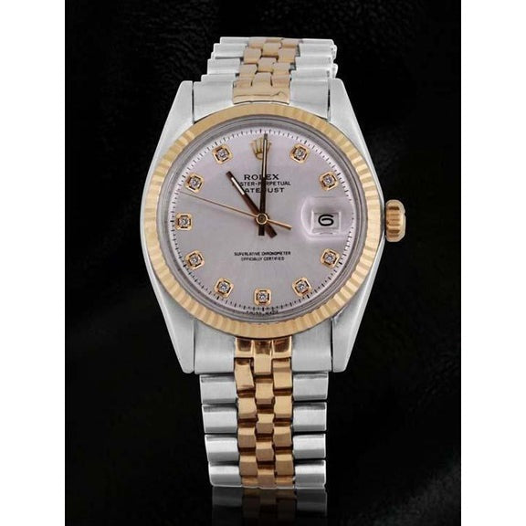 Gray Diamond Dial Fluted Bezel Men Watch