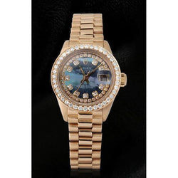 Rolex Datejust Ladies Watch Mother Of Pearl String Diamond Dial Yg