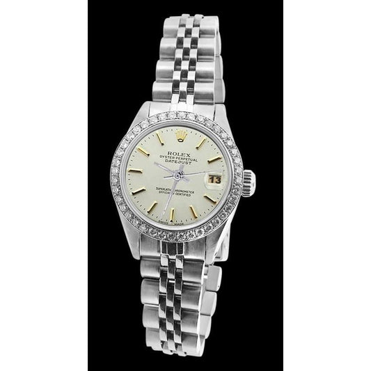 Rolex Datejust Lady Watch Stainless Steel Diamond Bezel White