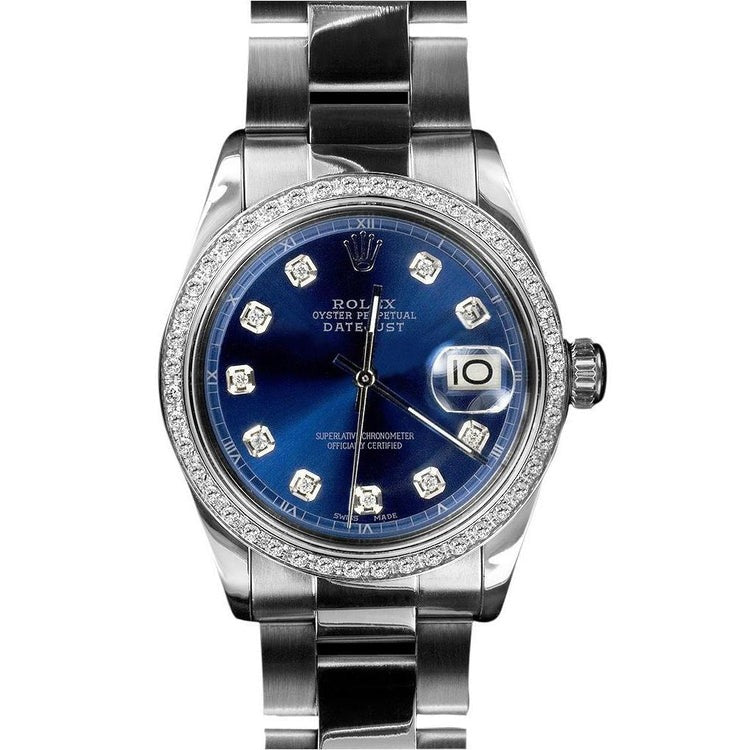 Mens Stainless Steel Watch Diamond Bezel