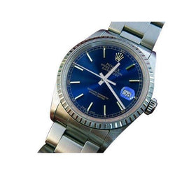 Rolex Datejust Mens Watch Blue Stick Dial Date Just QUICK SET