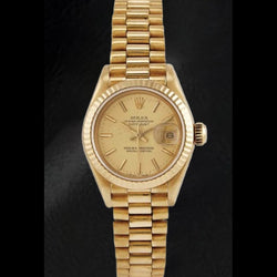 Rolex Datejust President style 26 mm Champagne Dial Yellow Gold Ladies Watch