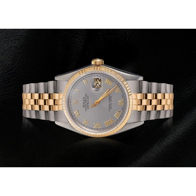 Roman Dial Fluted Bezel Men's Watch