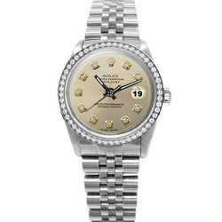 Rolex Datejust Ss Bracelet Silver Diamond Dial Bezel Watch