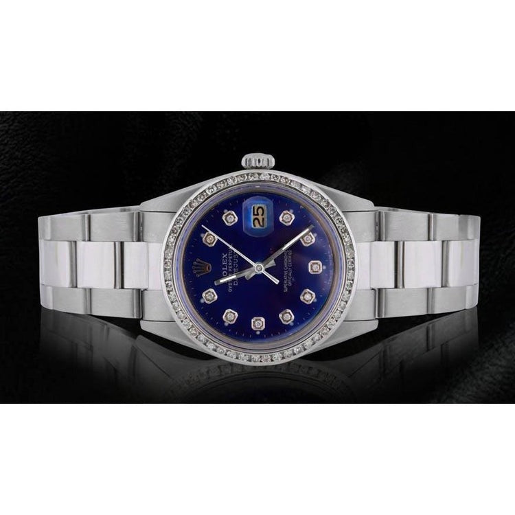 Men Watch Blue Diamond Dial