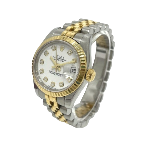 Rolex Datejust White Diamond Dial Hidden Clasp Quick Set 36 mm Two Tone Watch