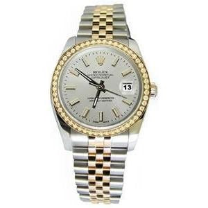 White Stick Dial Diamond Bezel Watch